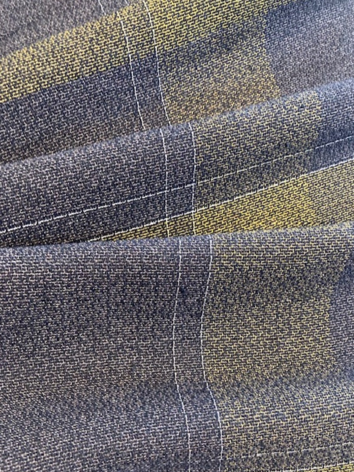 Mustard & Dark Grey Check Fabric – Textured Viscose for Jackets & Dresses