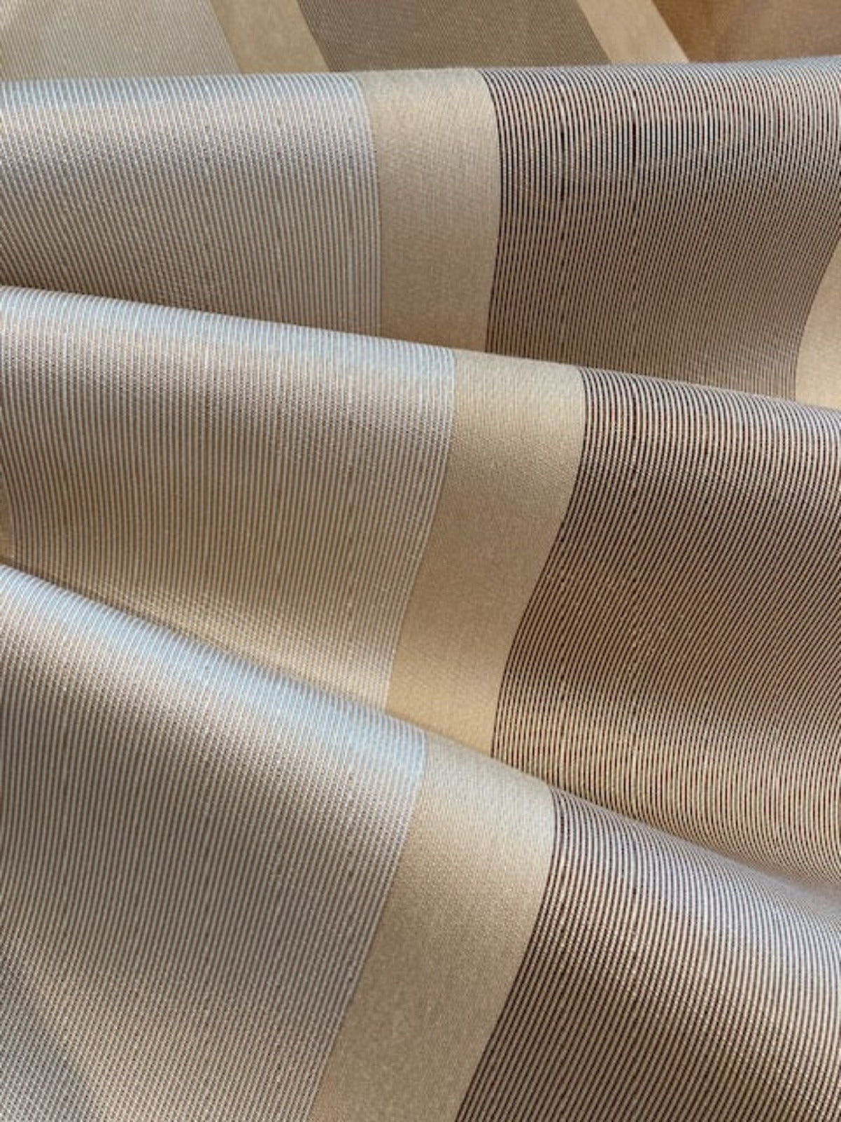 Golden Honey & Wheat Tone Stripes. Stripes Running Across the Fabric
