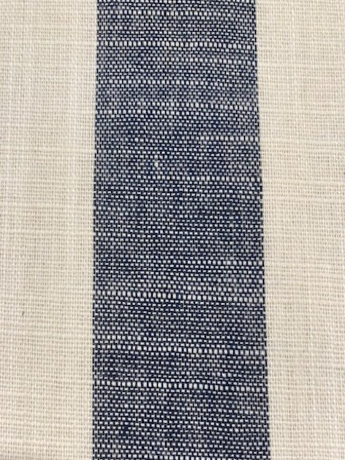 Black Navy and White 4cm Colour Woven Stripe - Running along the Fabric