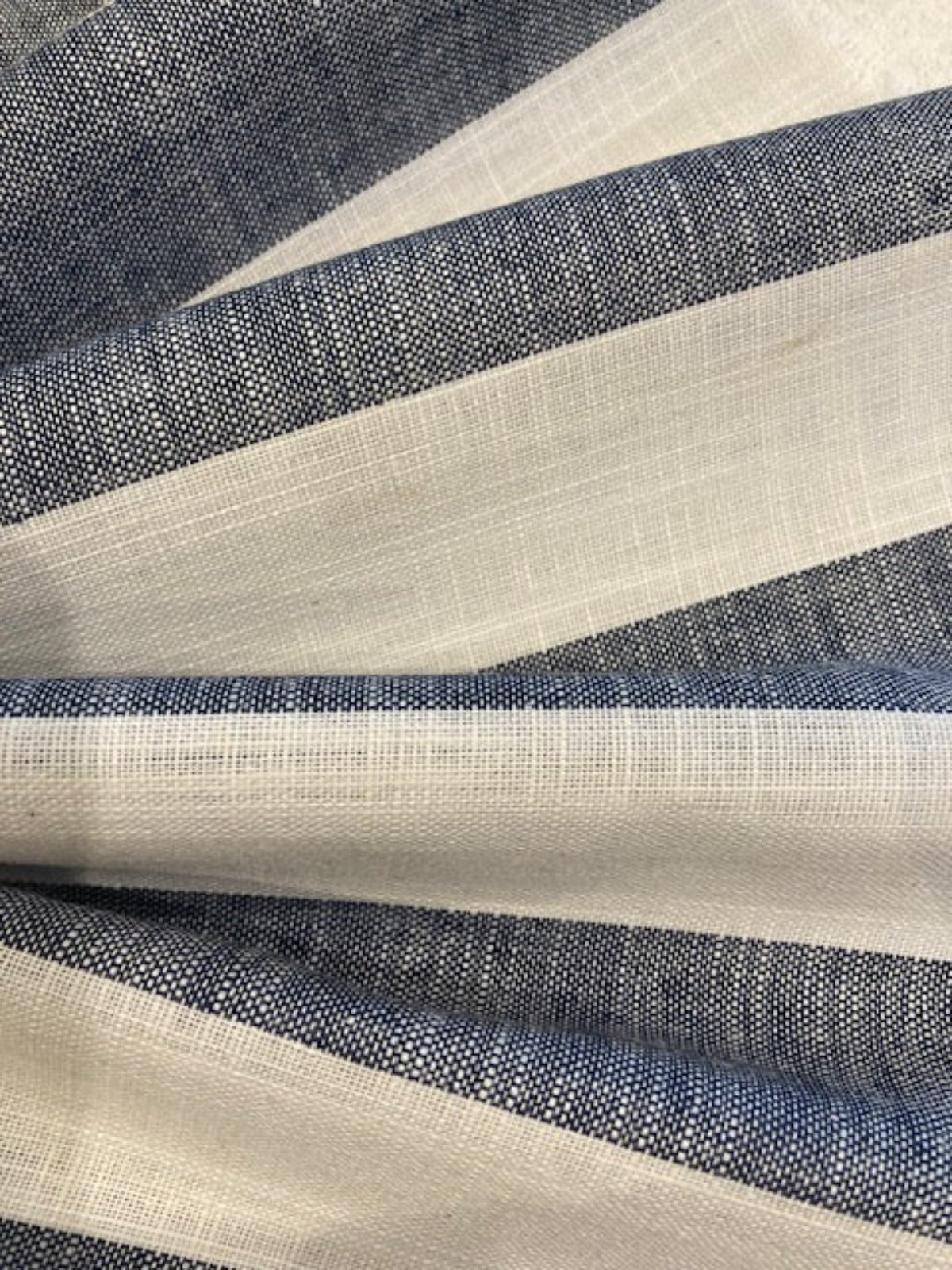 Black Navy and White 4cm Colour Woven Stripe - Running along the Fabric