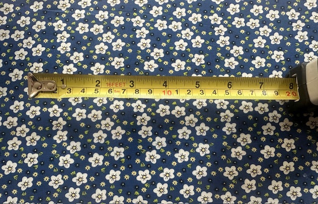 White Small Floral on Royal Cotton Poplin