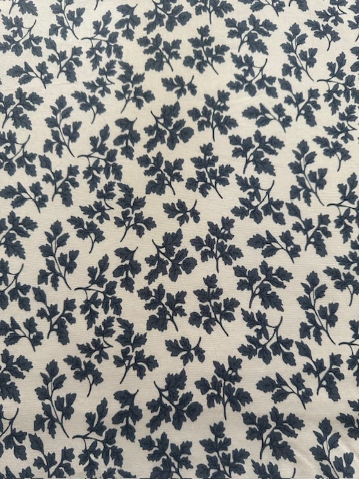 Navy Leaf Print on Cotton Poplin