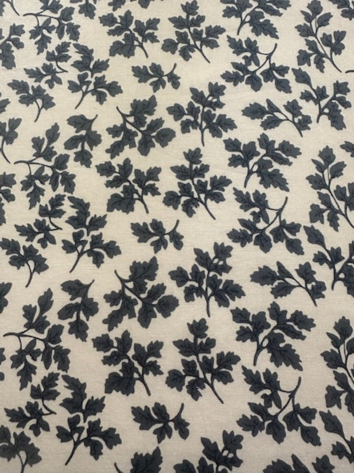 Navy Leaf Print on Cotton Poplin