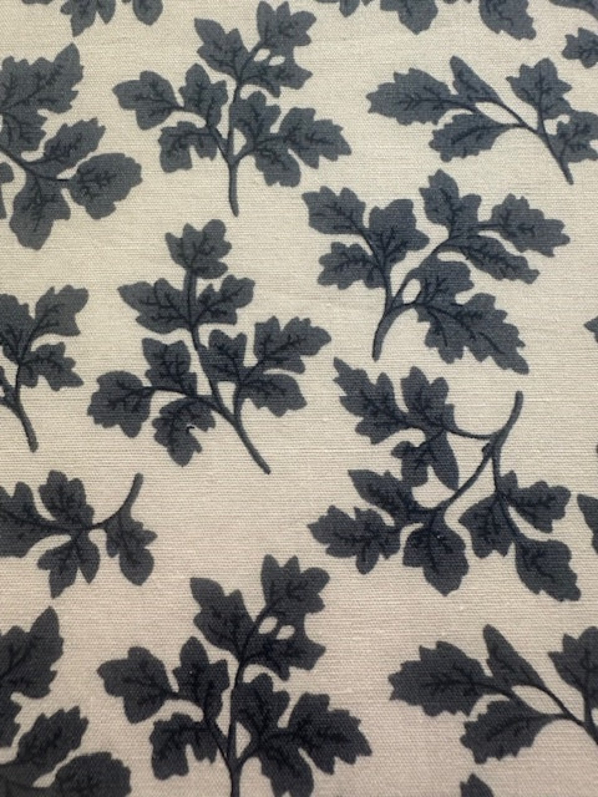 Navy Leaf Print on Cotton Poplin