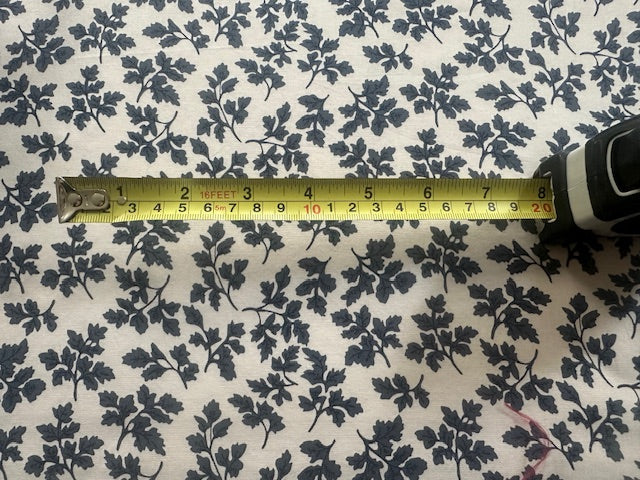 Navy Leaf Print on Cotton Poplin