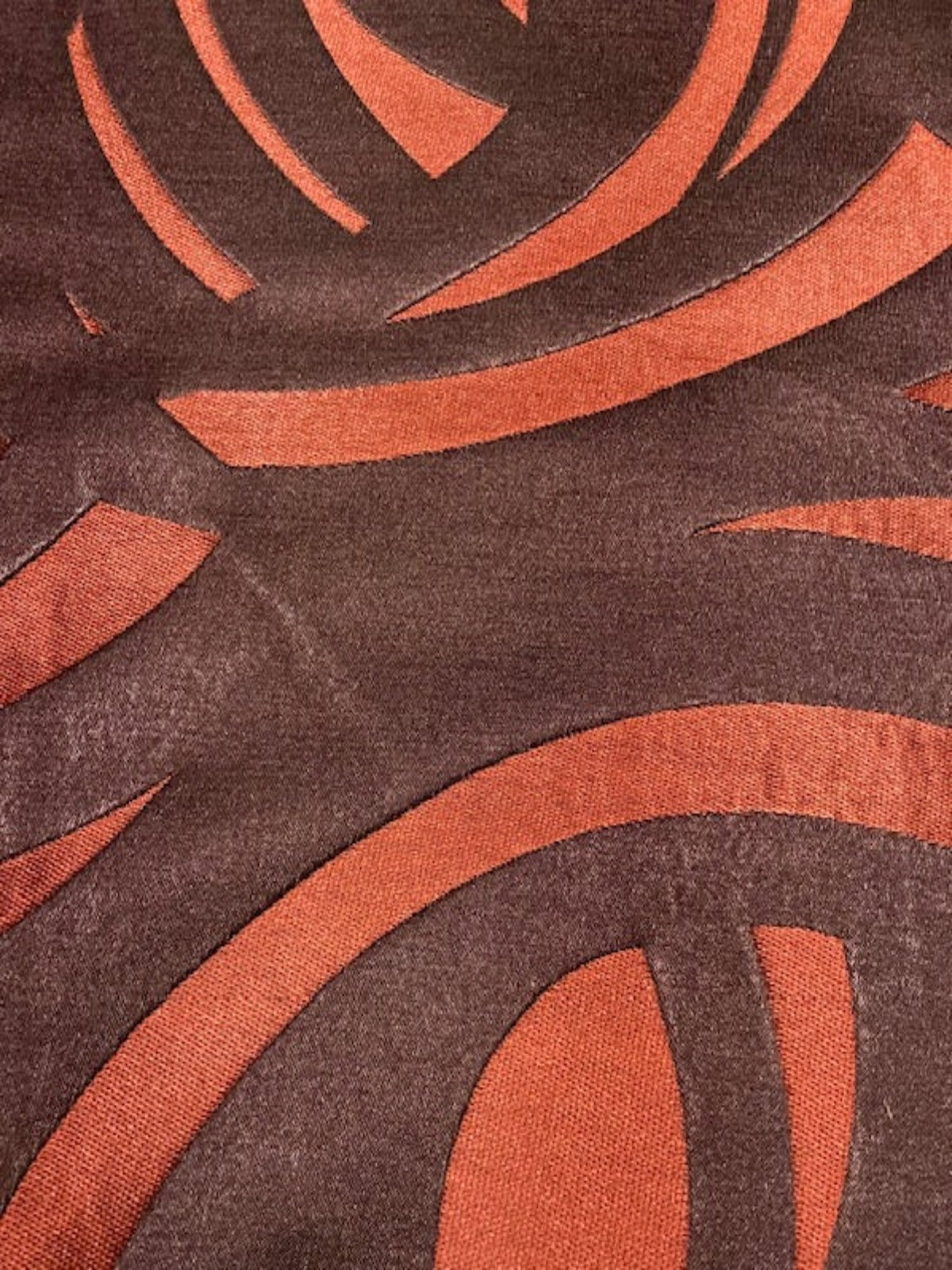 Red/Dark Amethyst Graphic Spiral “Harlequin – Vortex” – Bold Furnishing Fabric