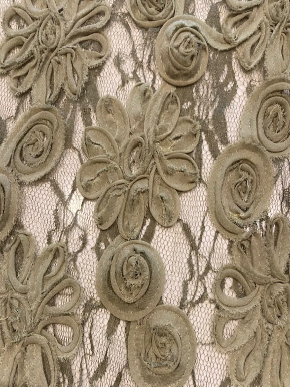 Olive Ribboned Flower Design on Lace