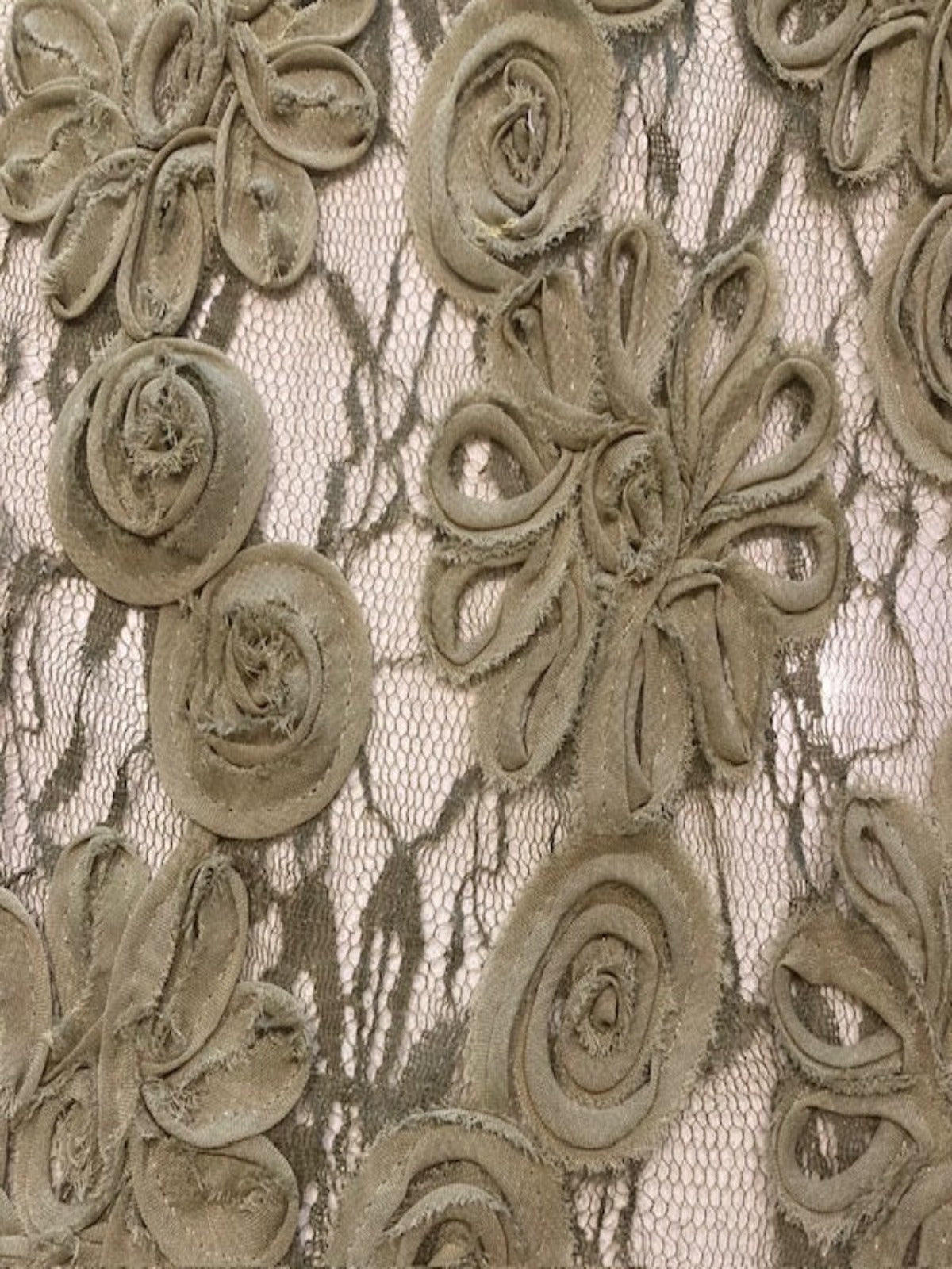 Olive Ribboned Flower Design on Lace
