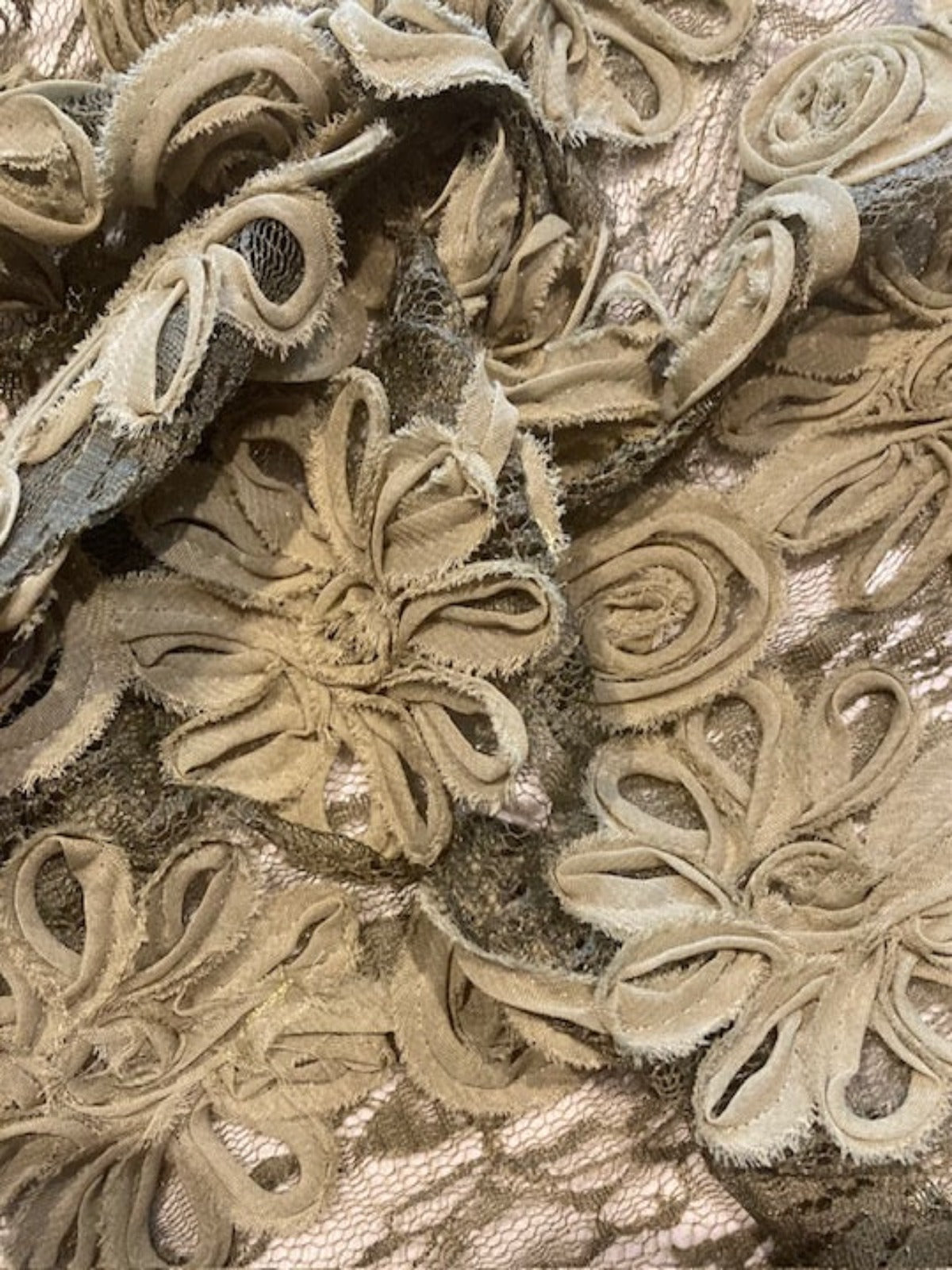 Olive Ribboned Flower Design on Lace