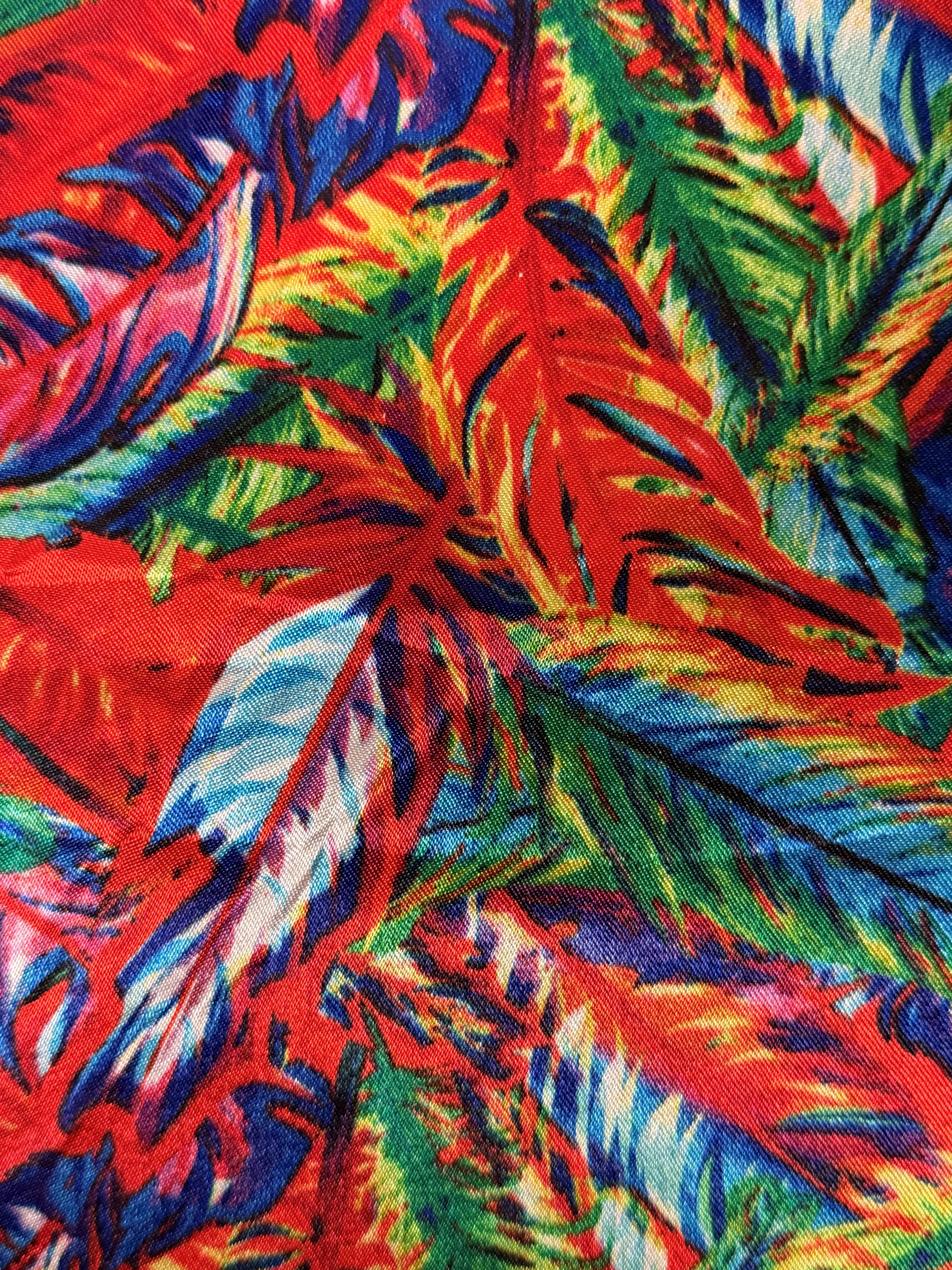 Bright Multi-Coloured Glossy Satin – 100% Polyester, Lightweight & Drapey