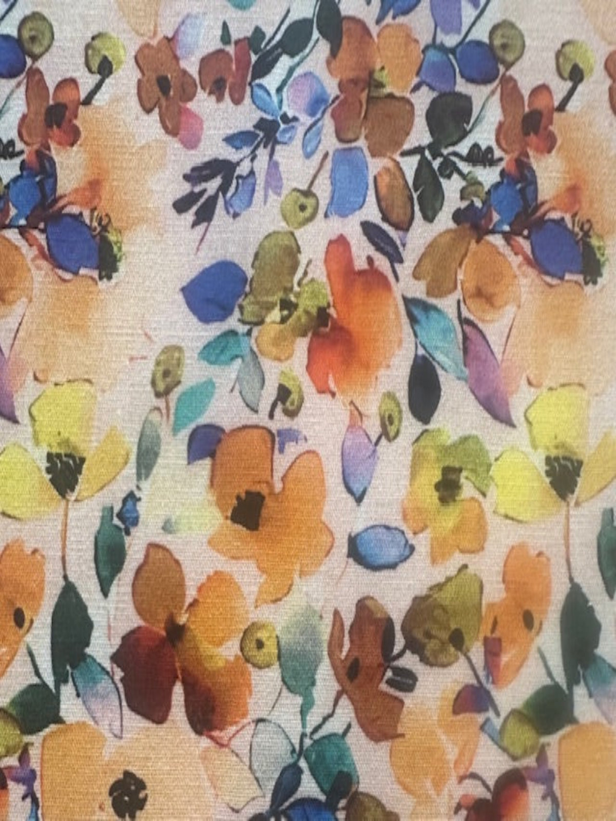 Orange, Blue & Lemon Floral on Cotton Lawn – Fresh & Vibrant