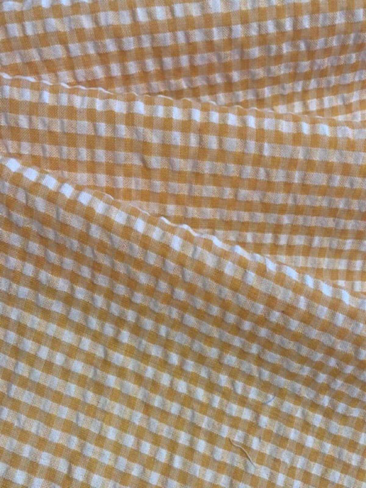 Orange Seersucker 4mm Gingham Check Fabric