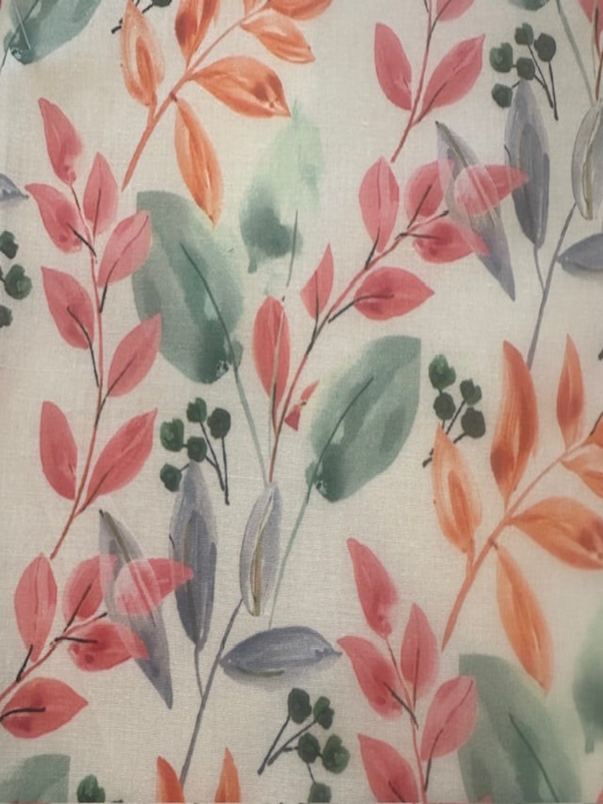 Orange & Coral Leaf Print Cotton Lawn – 100% Cotton, 145 cm Wide