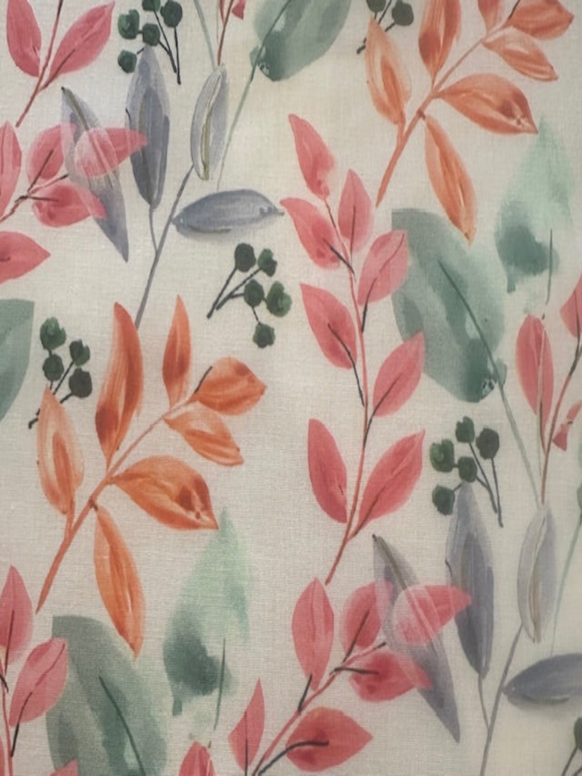 Orange & Coral Leaf Print Cotton Lawn – 100% Cotton, 145 cm Wide