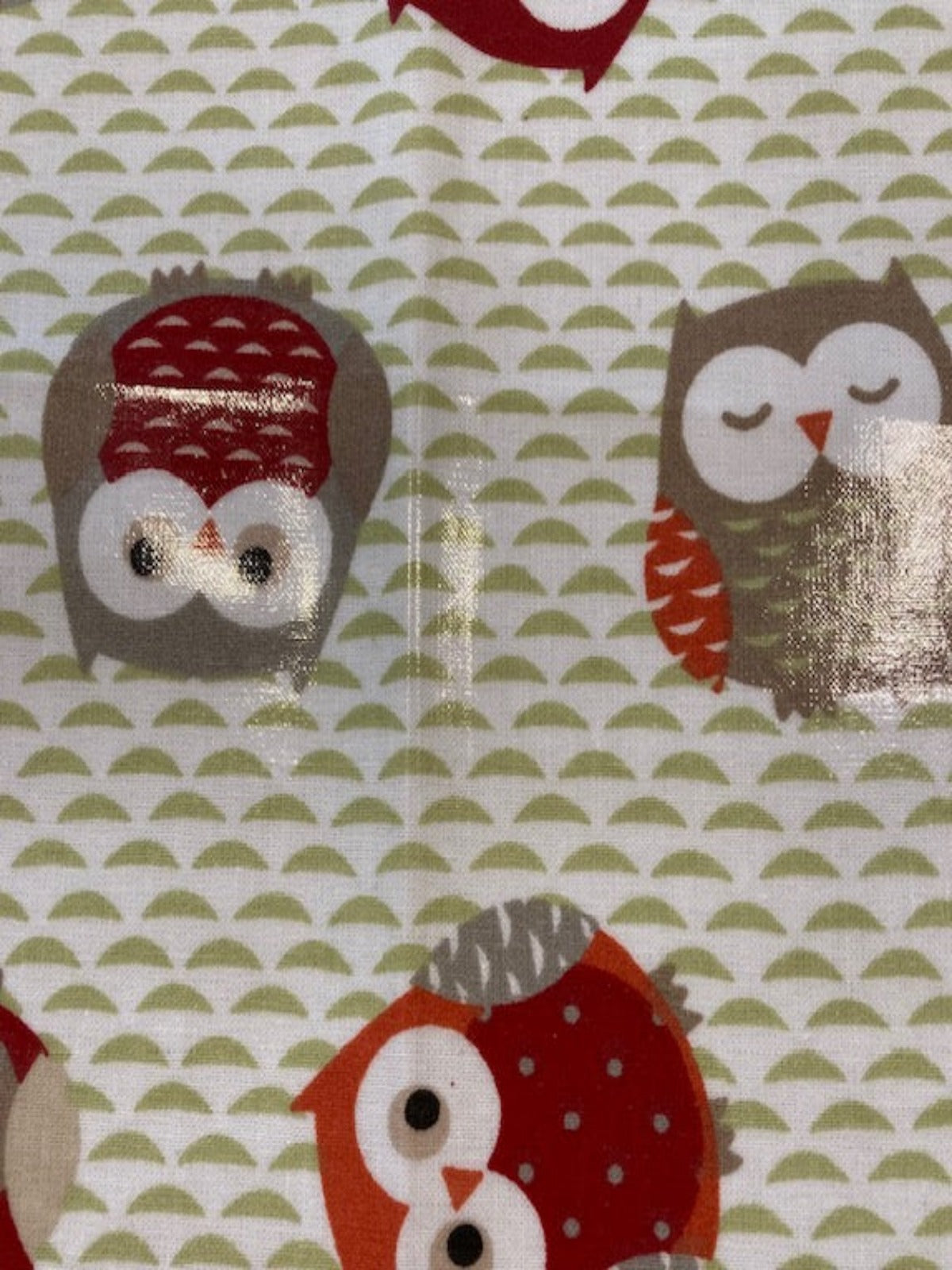 Orange/Red Owls on PVC Coated Cotton
