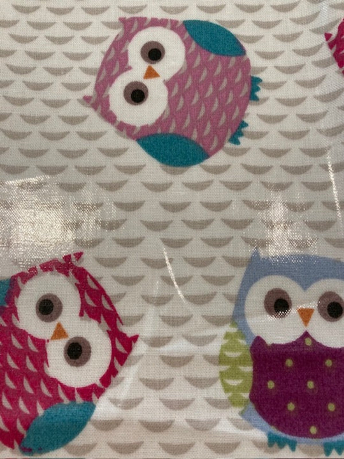Multi Coloured Owls PVC Coated Cotton – Fun Waterproof Furnishing Fabric