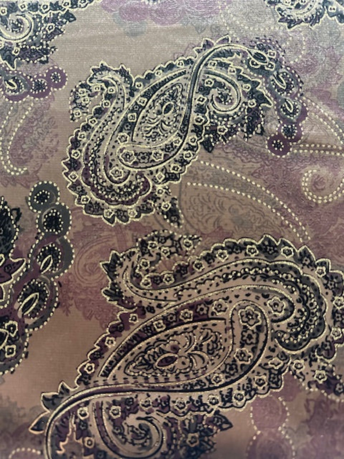 Pastel Pink Paisley with Gold Highlights on Short Pile Velvet
