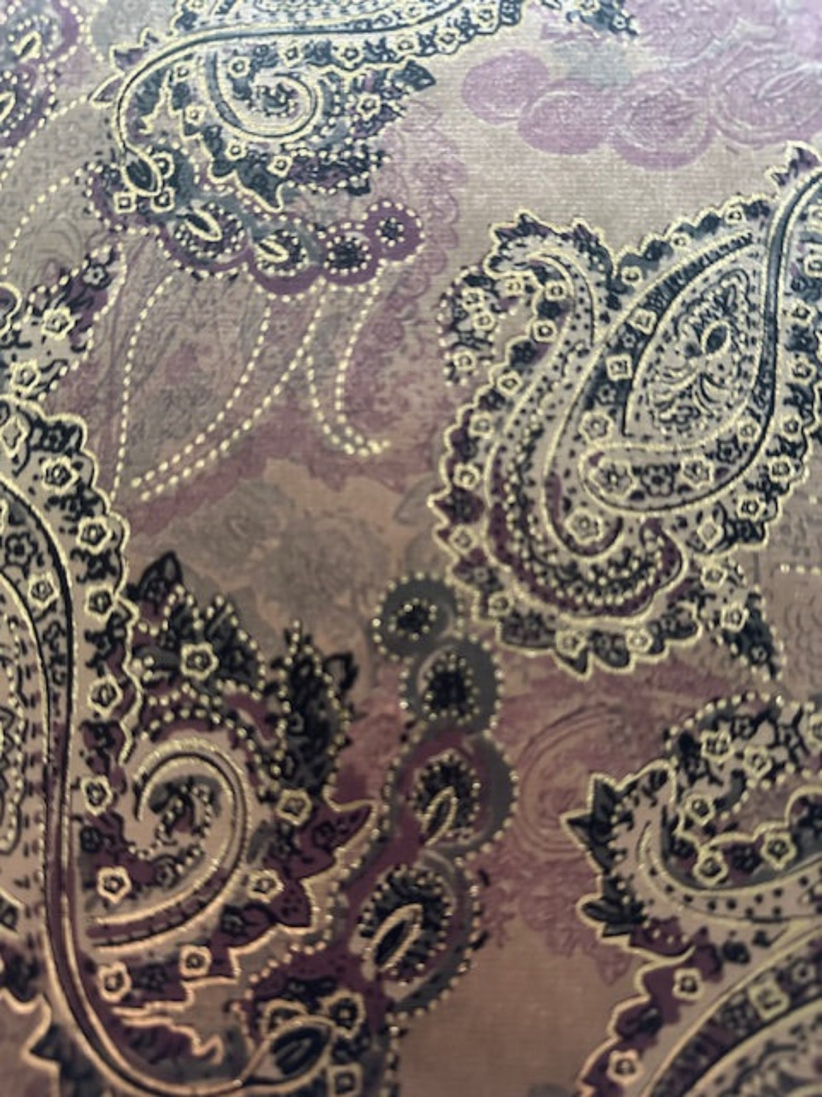 Pastel Pink Paisley with Gold Highlights on Short Pile Velvet