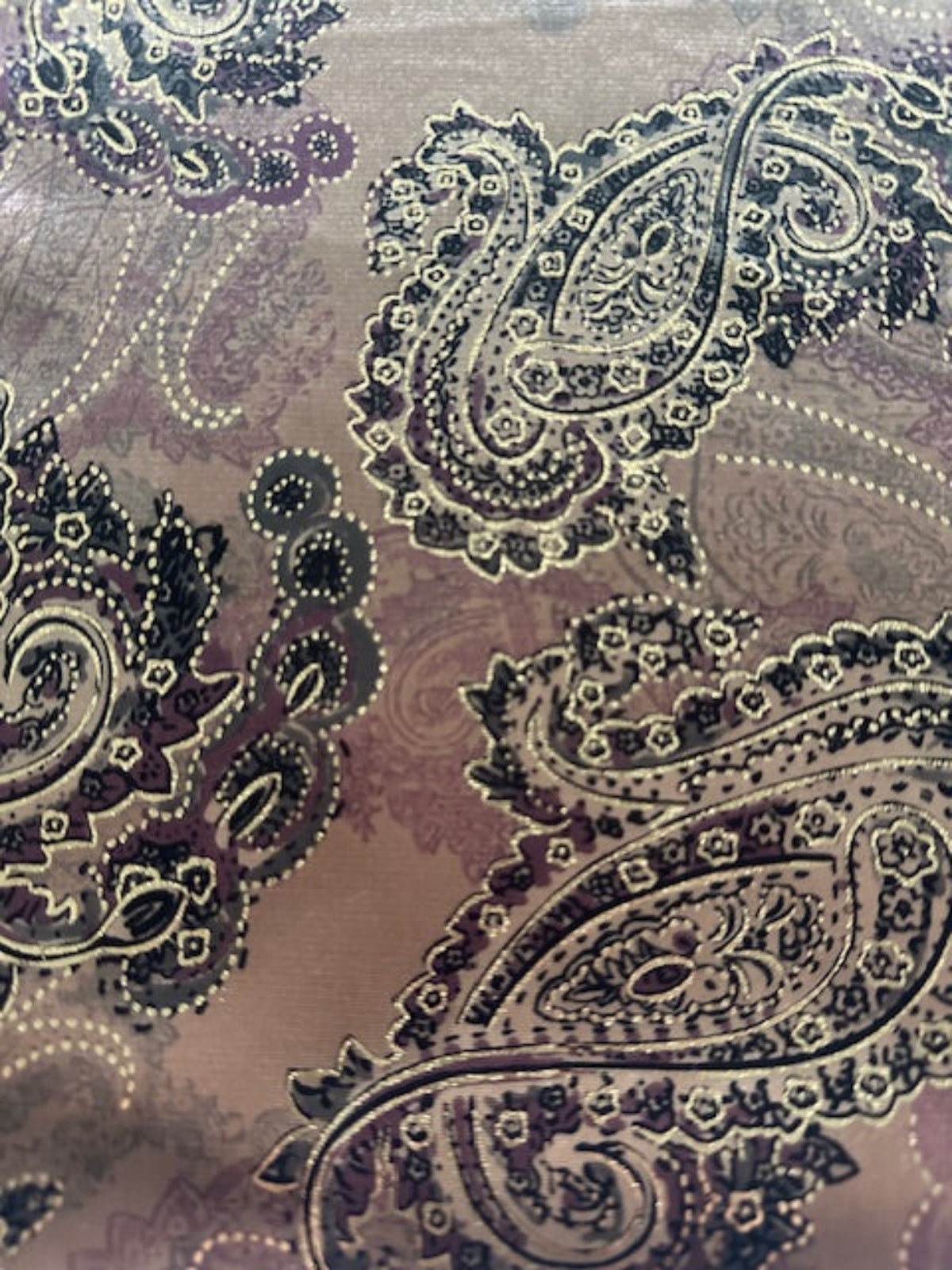 Pastel Pink Paisley with Gold Highlights on Short Pile Velvet