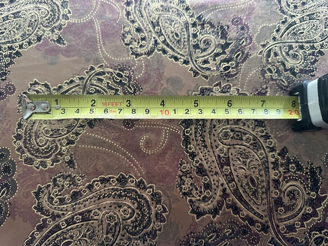 Pastel Pink Paisley with Gold Highlights on Short Pile Velvet