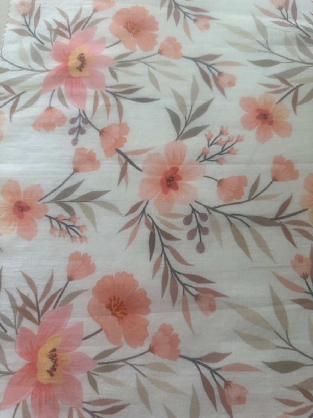 Apricot Trailing Floral on Cotton Lawn