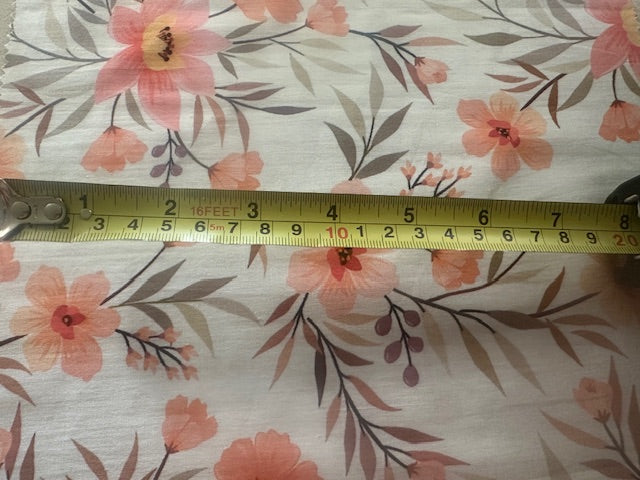 Apricot Trailing Floral on Cotton Lawn