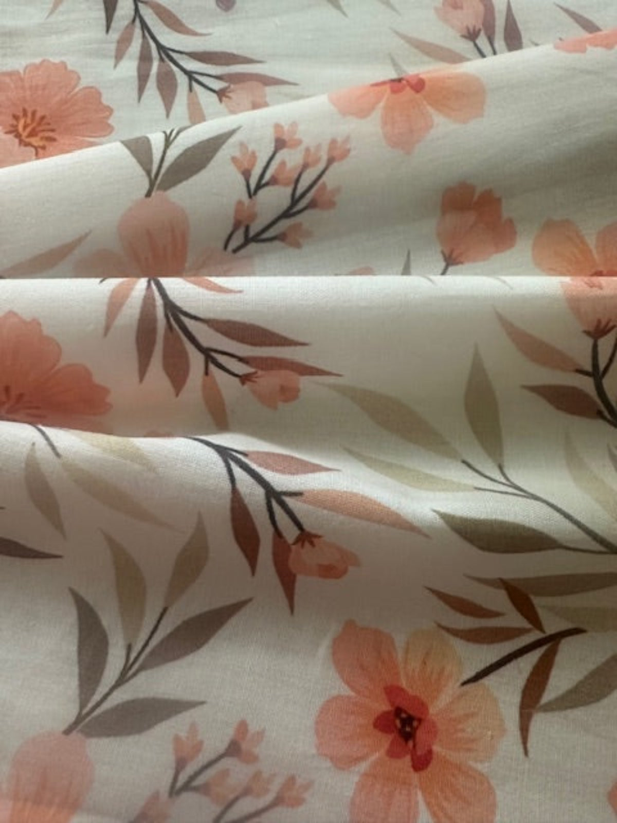 Apricot Trailing Floral on Cotton Lawn
