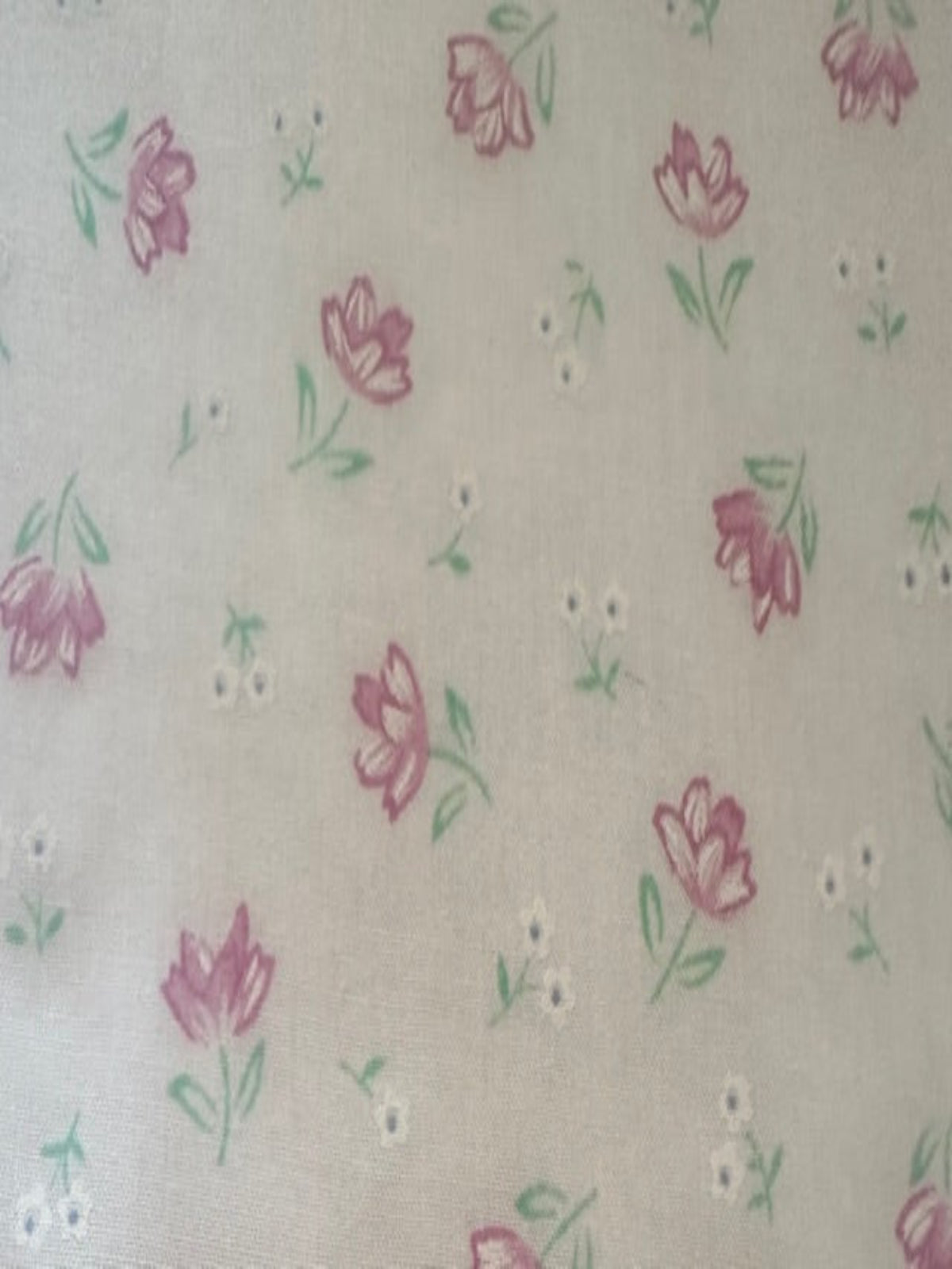 Pink/Mint Floral on White Poly/Cotton