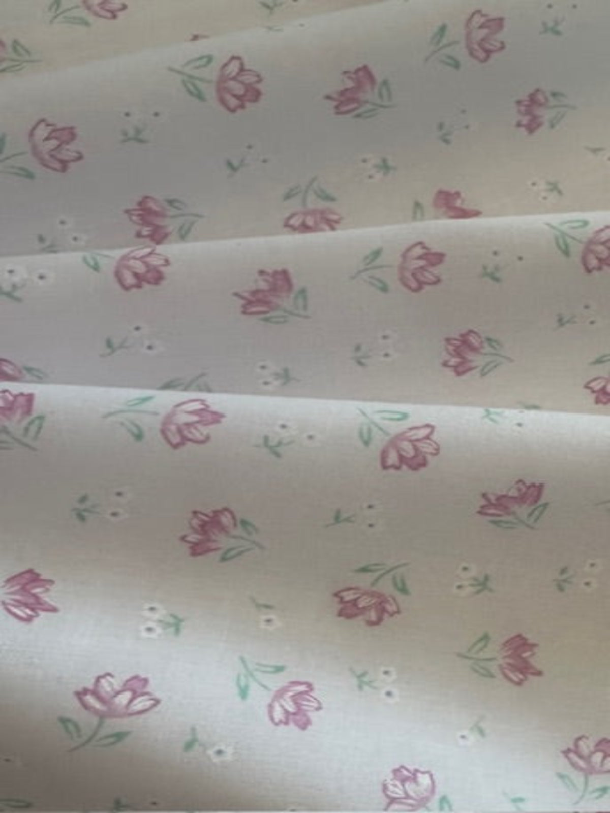 Pink/Mint Floral on White Poly/Cotton