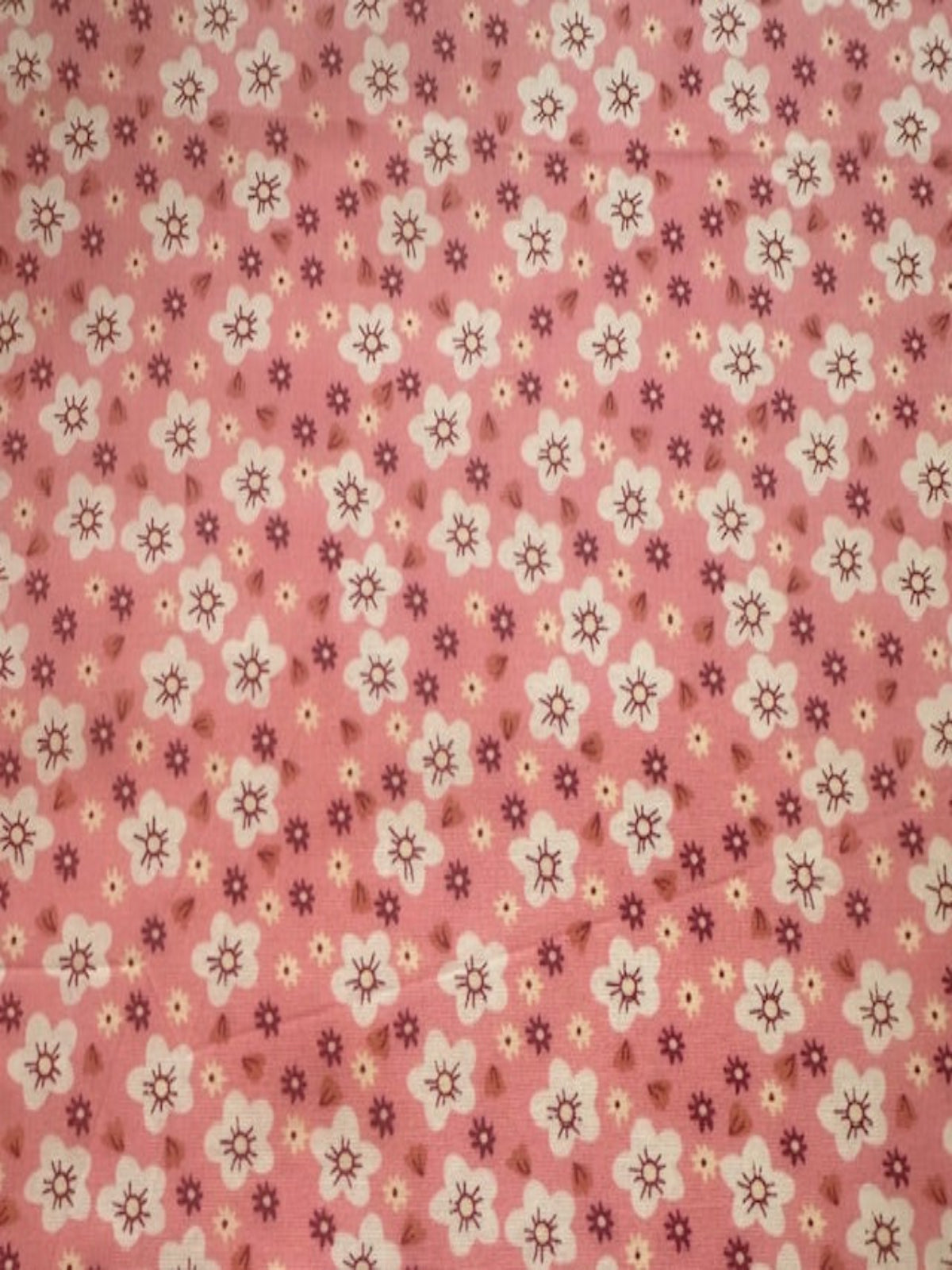 White on Pink Small Floral on Cotton Poplin
