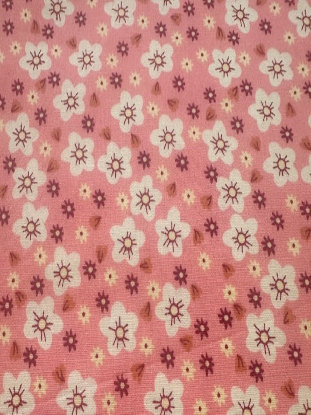 White on Pink Small Floral on Cotton Poplin