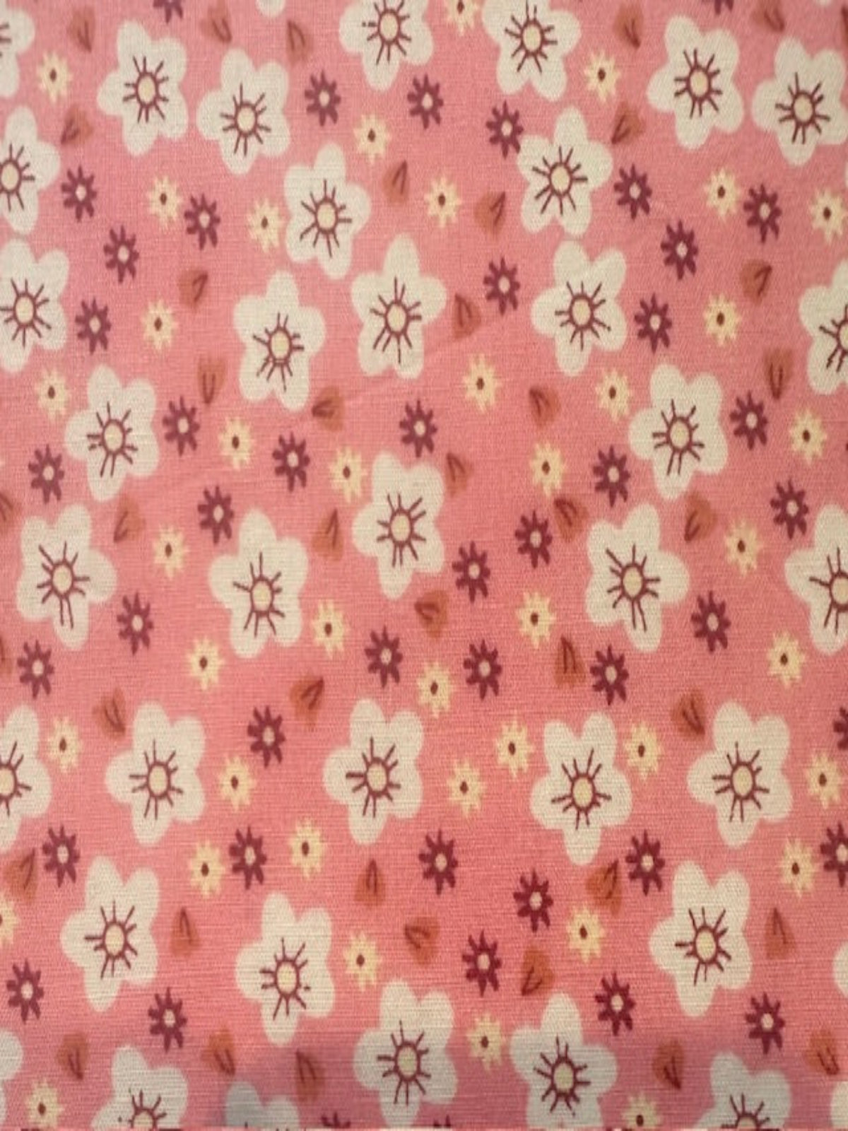 White on Pink Small Floral on Cotton Poplin