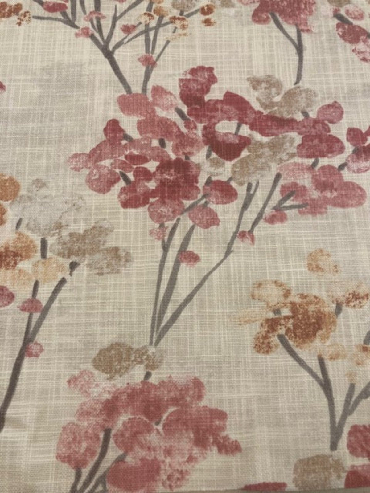 Red Berry Bunches on Slubbed Cotton Furnishing