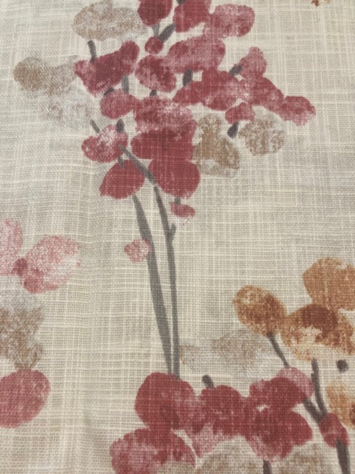 Red Berry Bunches on Slubbed Cotton Furnishing