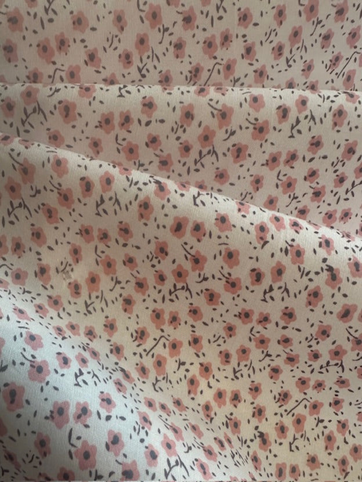 Pink Ditsy Floral on Cotton Poplin