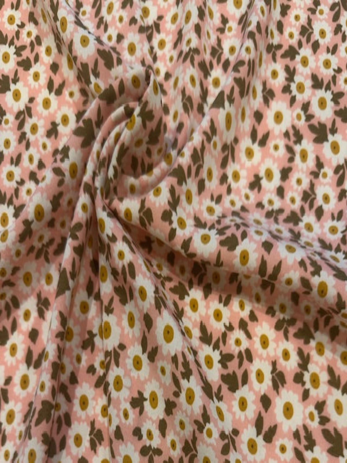 White Daisy on Pink Polyester