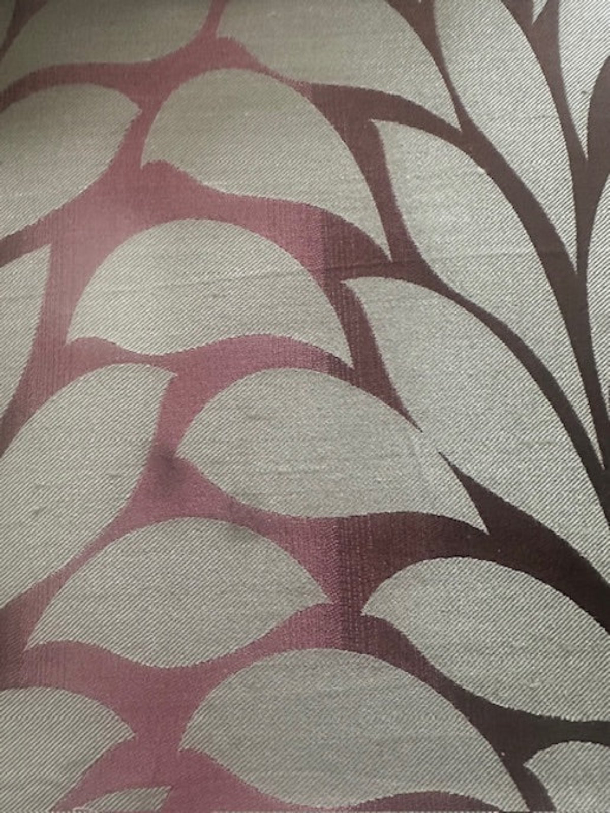 Dusty Pink Leaf Damask, Silk Mix