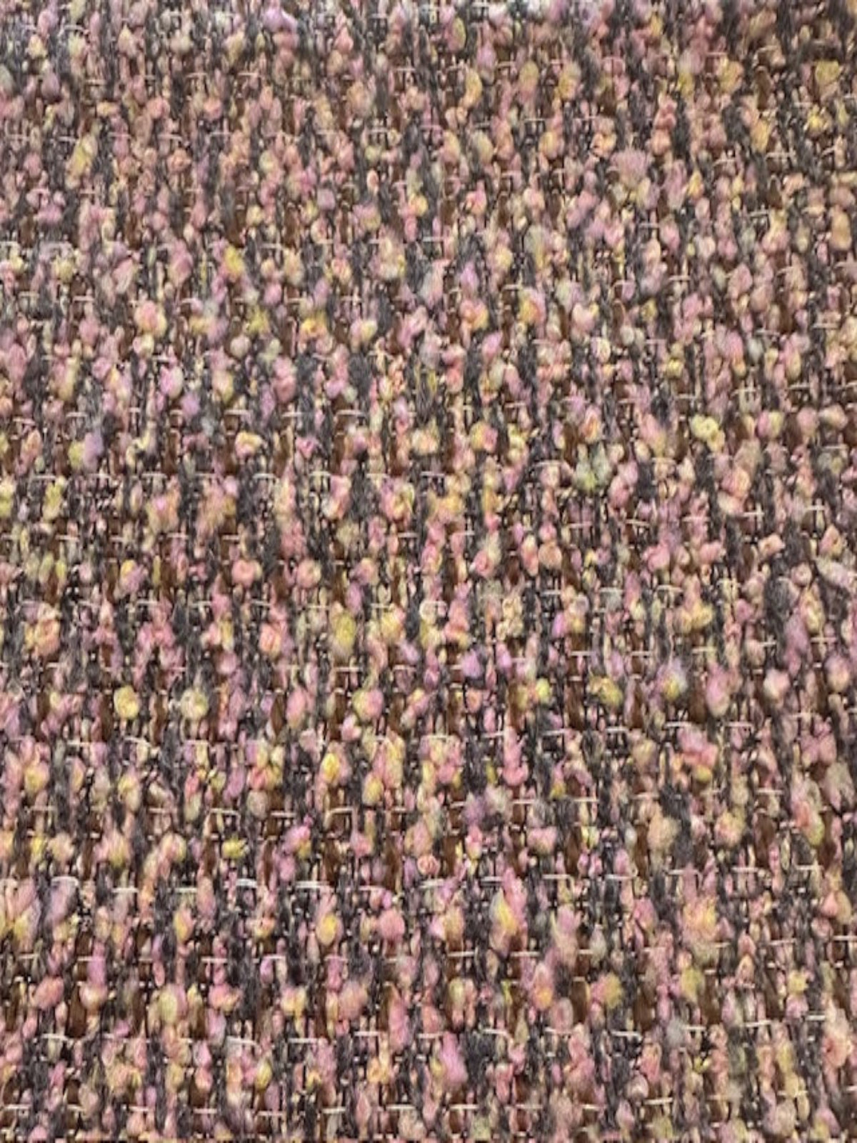 Pink /Lemon Chanel Style Boucle Fabric