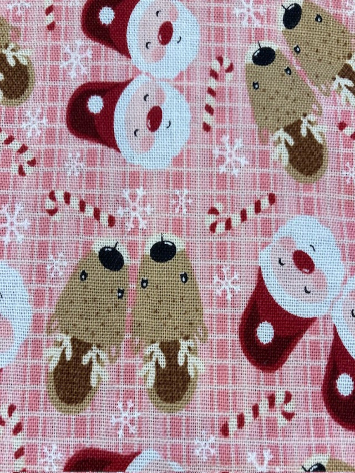 Father Christmas & Reindeer on Pink Cotton Poplin
