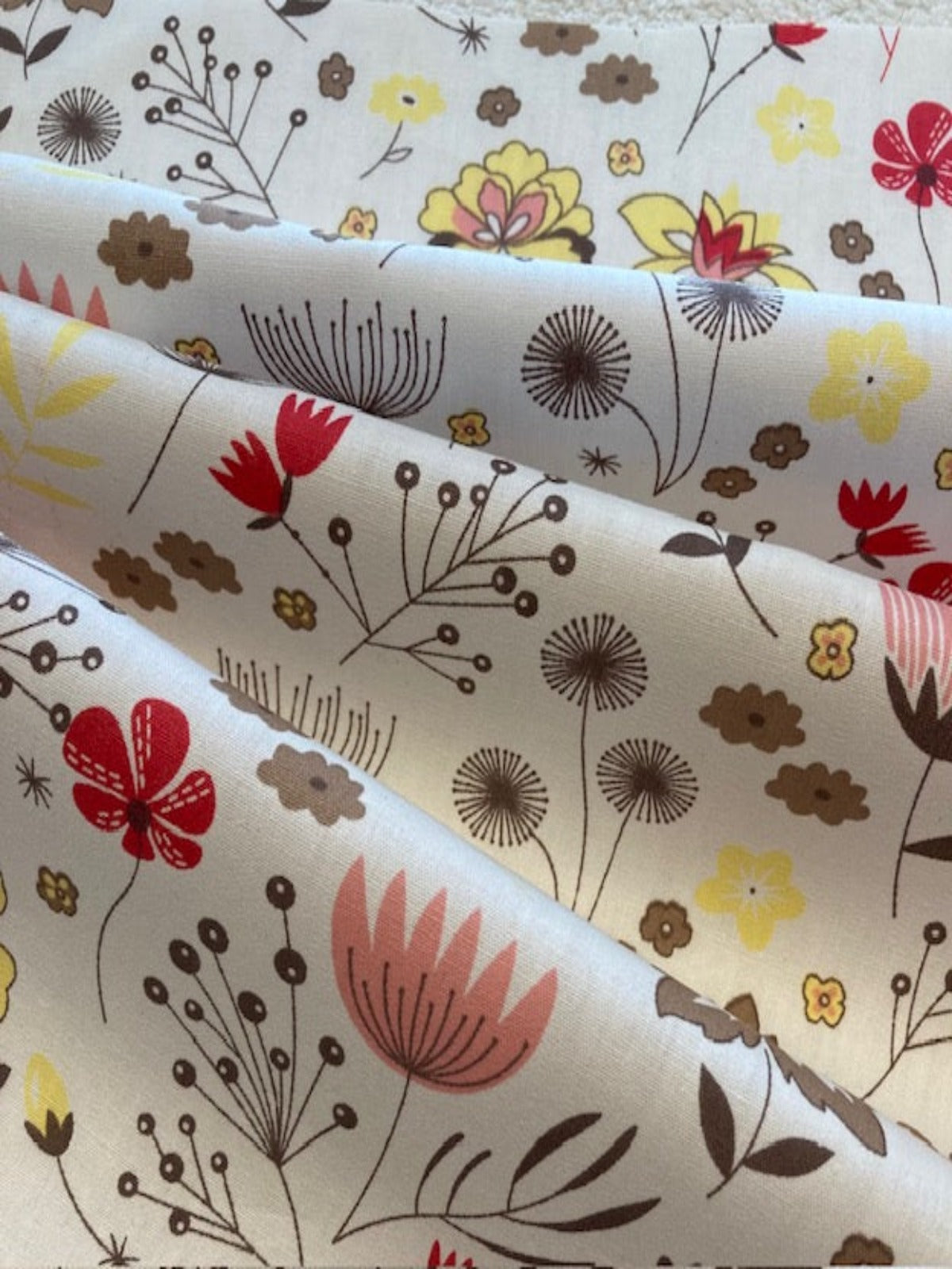 Hedgerow Flowers on White Cotton Lawn