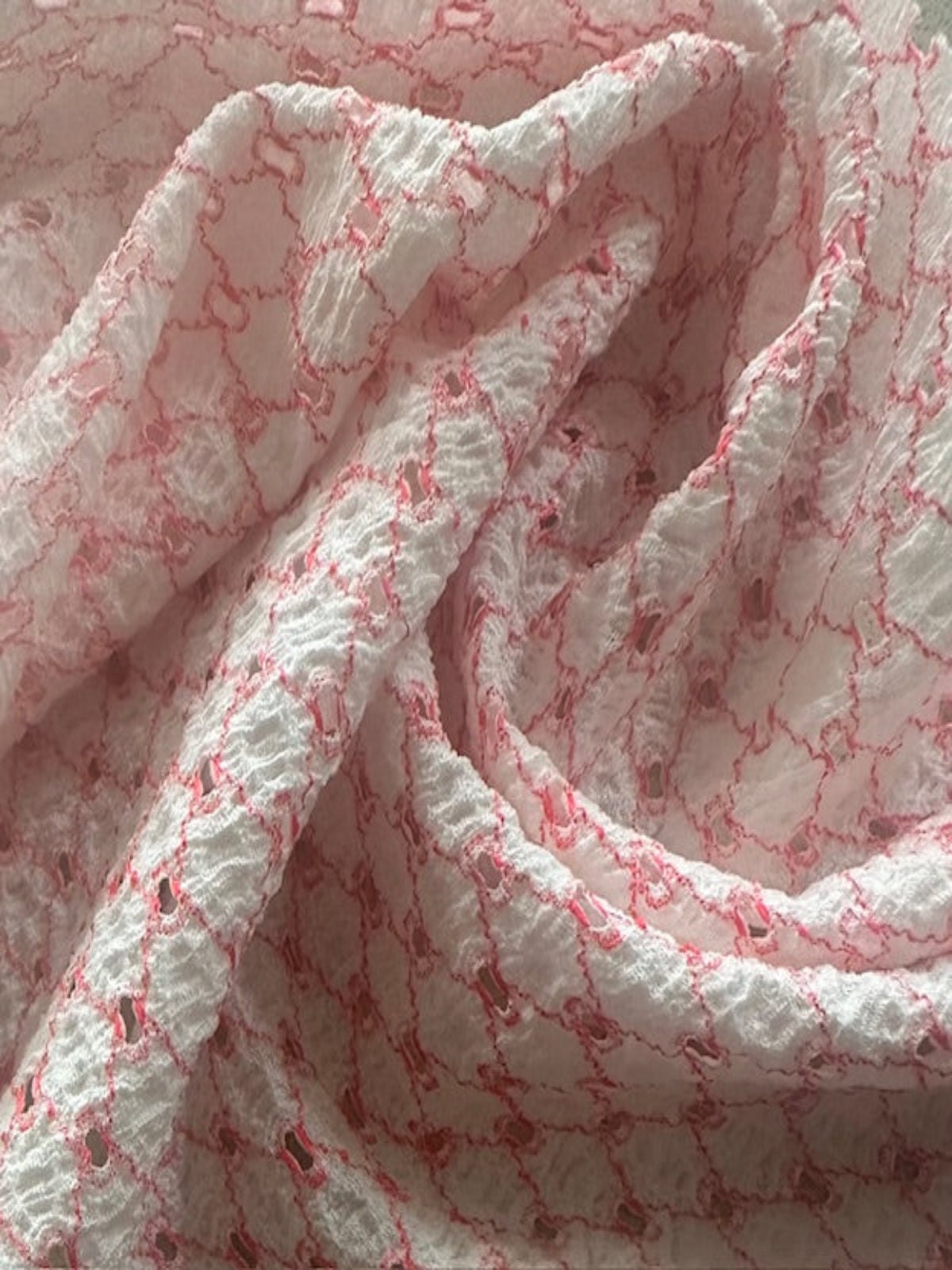 Orange Red Trellis with Stretch. Airtex Fabric