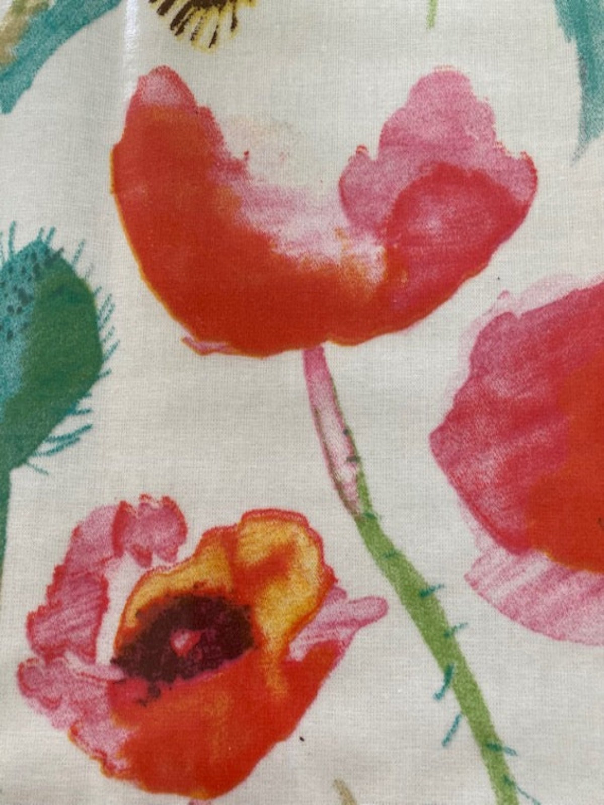 Multi Coloured Poppies & Butterflies on PVC Coated Cotton
