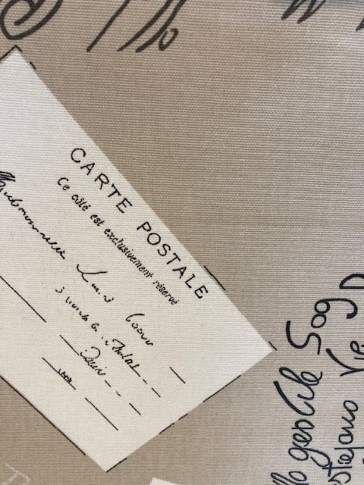 World Postal Theme on Beige Cotton