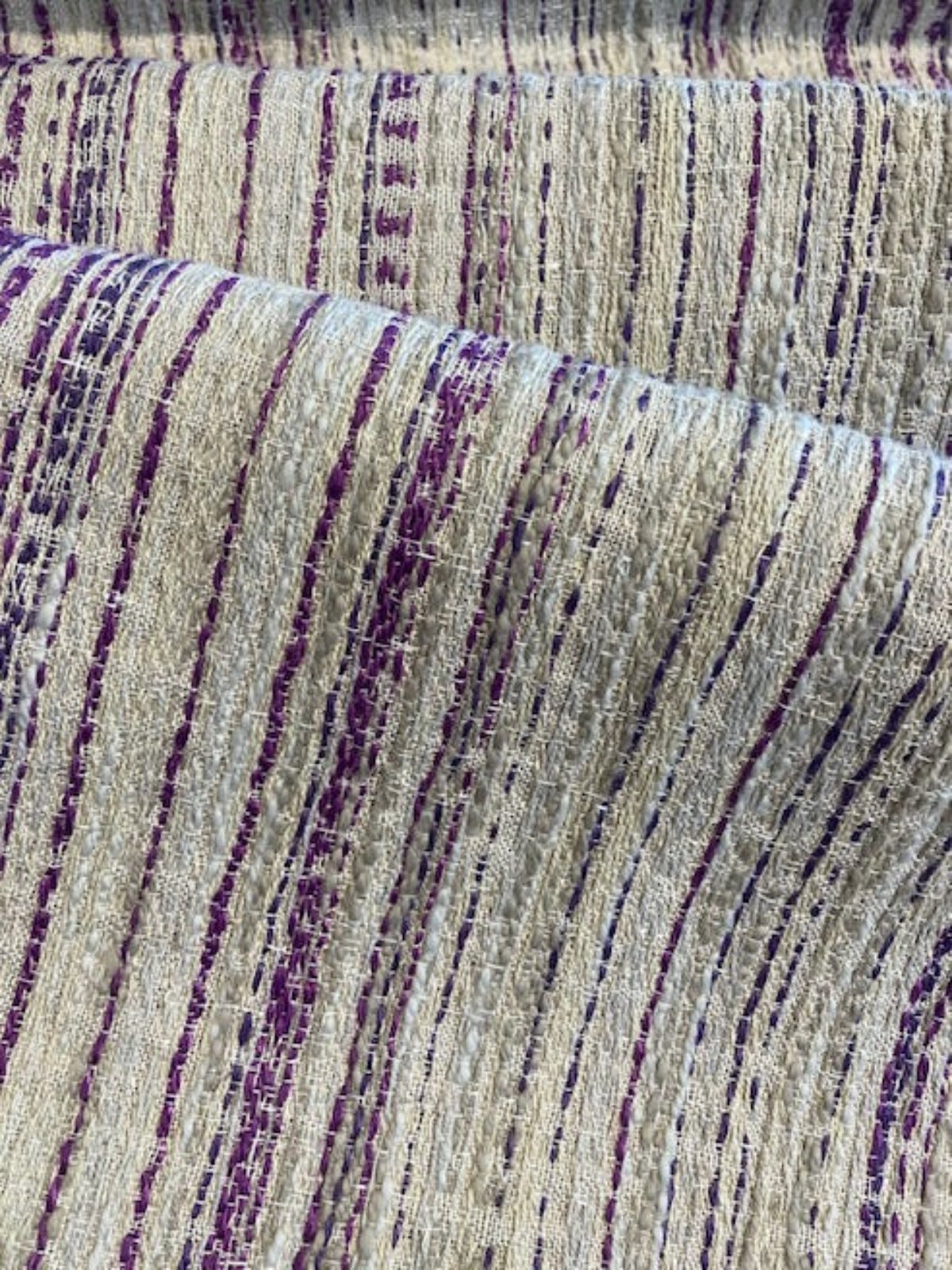 Purple Irregular Stripes on Boucle looking Furnishing