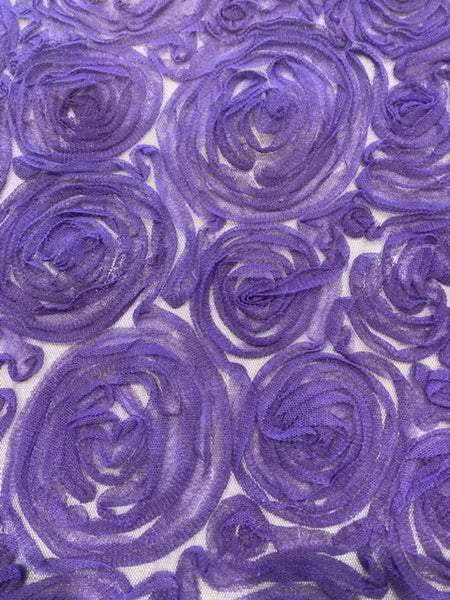 Purple Ribboned Rose Design on Tulle