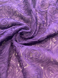 Purple Ribboned Rose Design on Tulle