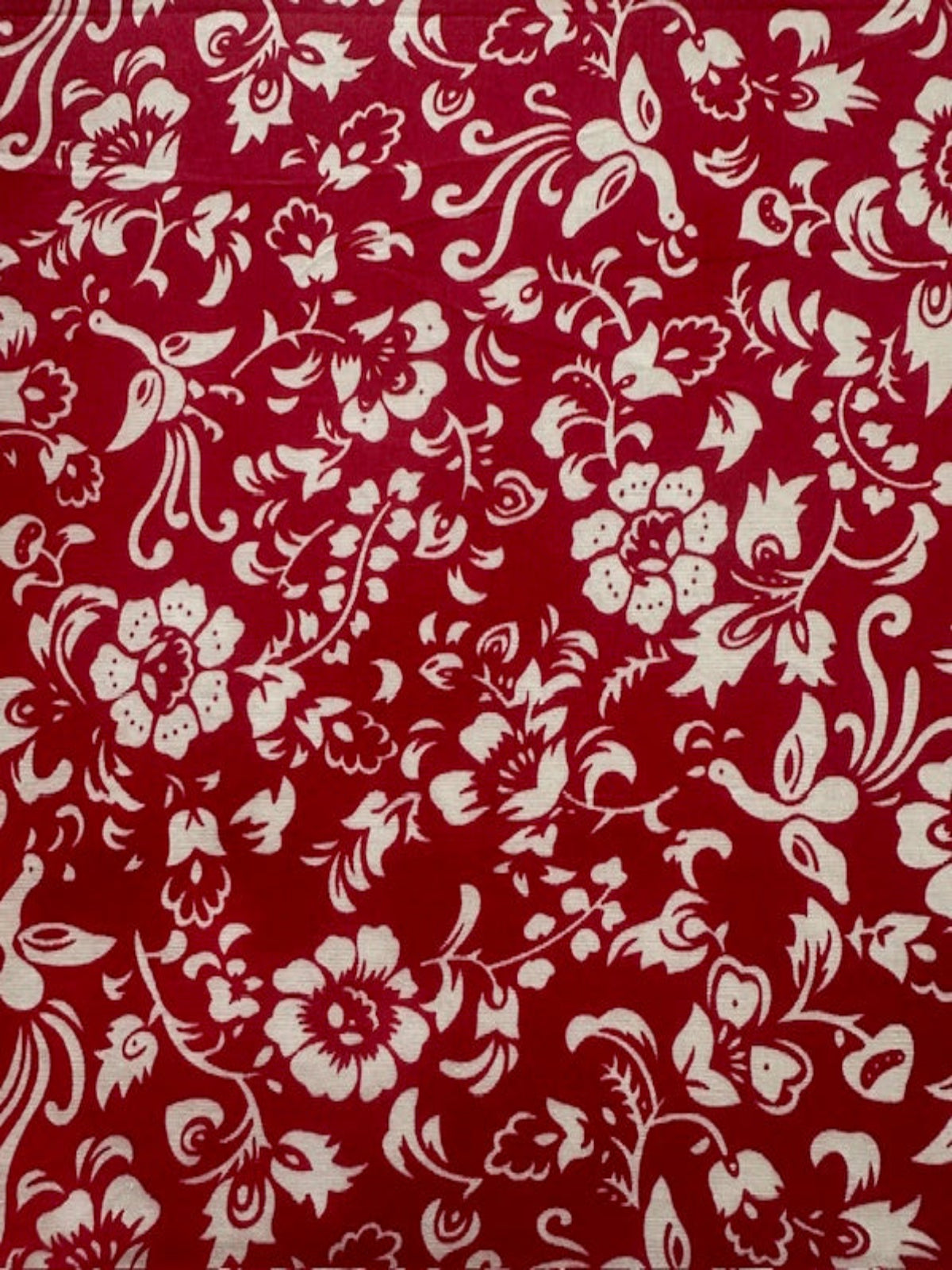 Red/White Mono Floral on Cotton Poplin