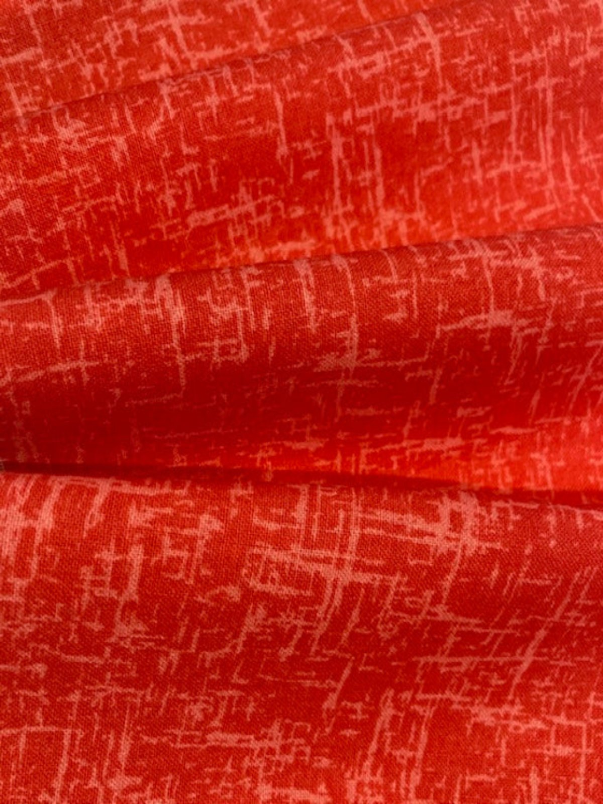 Coral Red Textured Look Print on Cotton 
