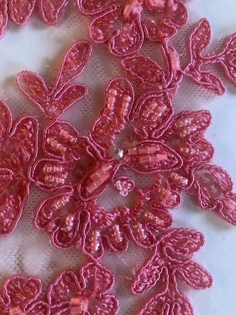 Rose Pink Corded & Beaded Applique