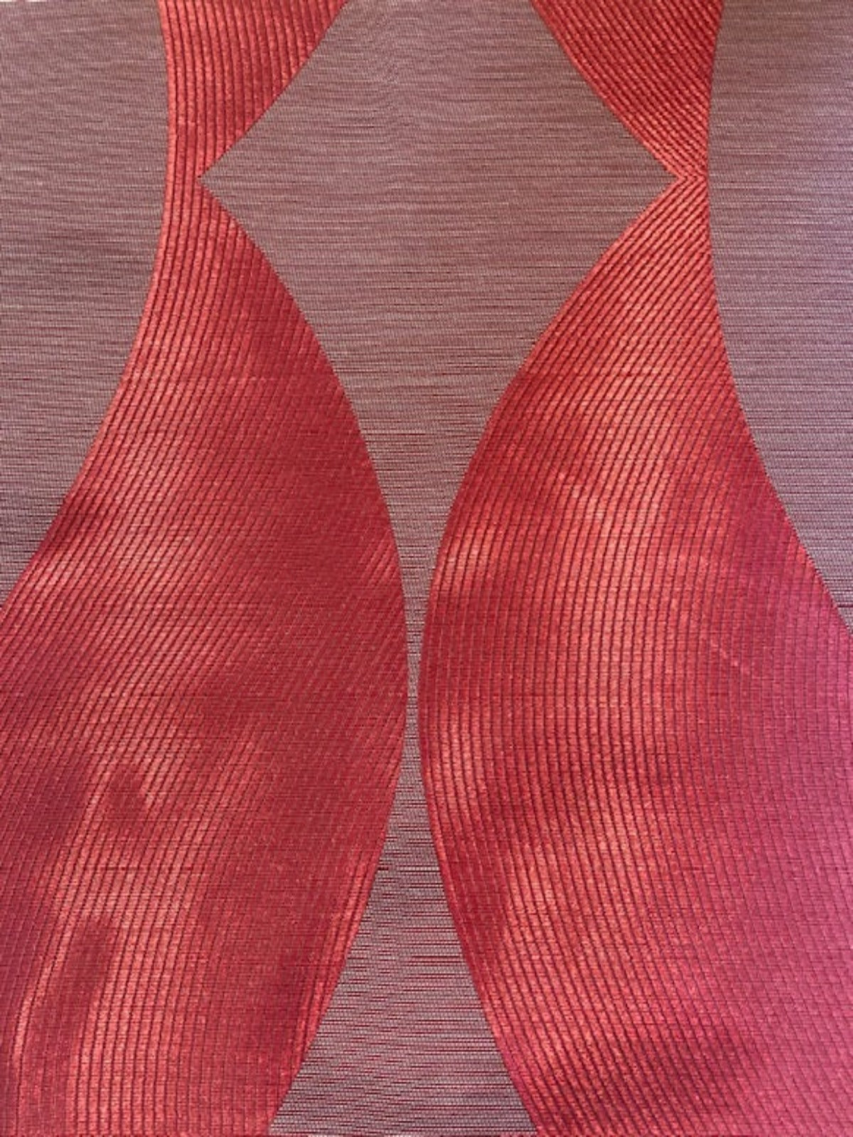 Pinky Red Satin Effect Large Wave Jacquard